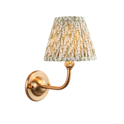 Abbermere Wall Wall light Brushed aged brass plate & herb garden green fabric
