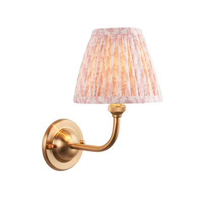 Abbermere Wall Wall light Brushed aged brass plate & peachy keen fabric