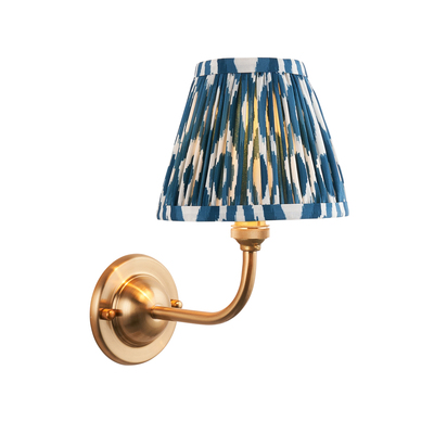 Abberhurst Wall Wall light Brushed aged brass plate & marlin blue fabric