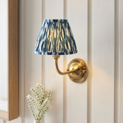 Abberhurst Wall Wall light Brushed aged brass plate & marlin blue fabric