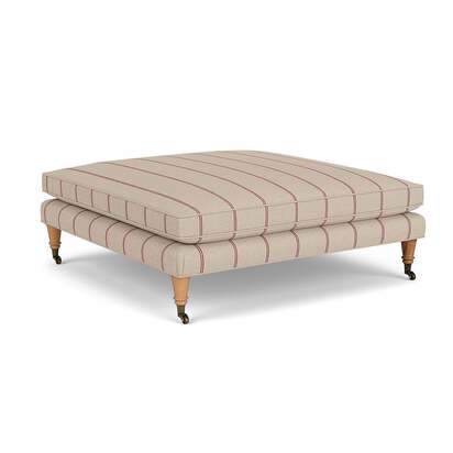 Taylor Small Foot Stool - Raspberry - Compton Stripe - The Cotswold Company