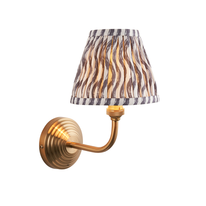 Briarton Wall Wall light Brushed aged brass plate & pearl grey fabric