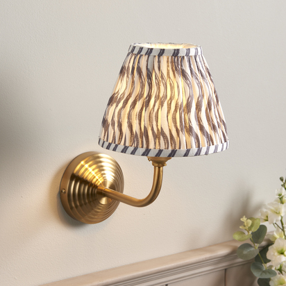 Briarton Wall Wall light Brushed aged brass plate & pearl grey fabric