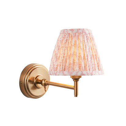 Calton Wall Wall light Brushed aged brass plate & peachy keen fabric