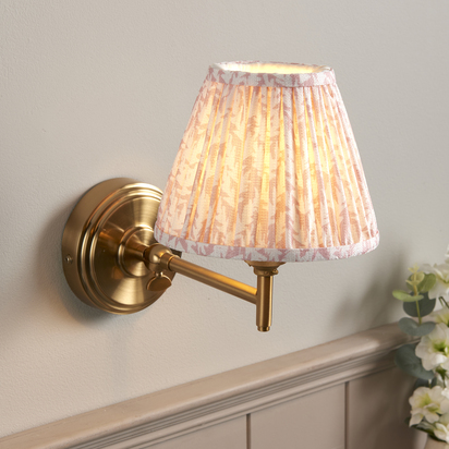 Calton Wall Wall light Brushed aged brass plate & peachy keen fabric