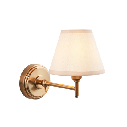 Calham Wall Wall light Brushed aged brass plate & vintage white fabric