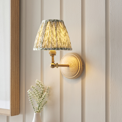 Chalbury Wall Wall light Ash wood & herb garden green fabric