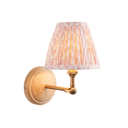 Chalbury Wall Wall light Ash wood & peachy keen fabric