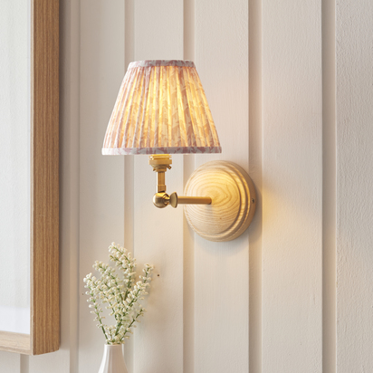 Chalbury Wall Wall light Ash wood & peachy keen fabric