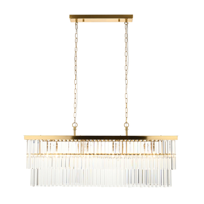 Trelawn 4lt Linear Pendant Pendant light Brushed aged brass plate & clear cut glass