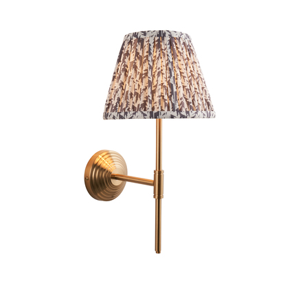 Briarhurst Wall Wall light Brushed aged brass plate & pearl grey fabric