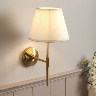 Briarbrook Wall Wall light Brushed aged brass plate & vintage white fabric
