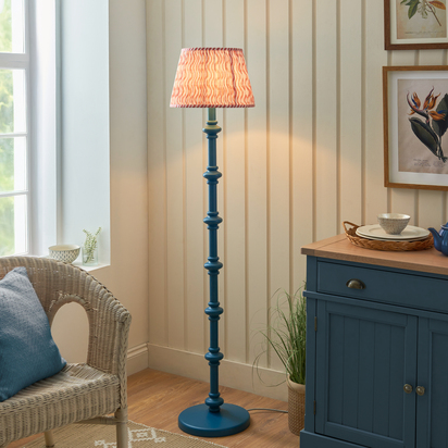 Pebworth Floor Floor light Satin marlin blue paint & coral pink fabric