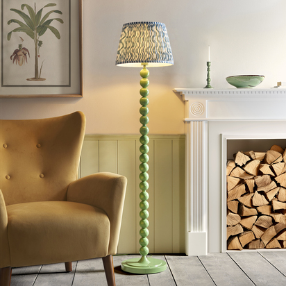 Beechton Floor Floor light Gloss cotswold green paint & marlin blue fabric