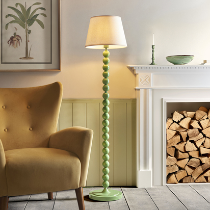 Beechford Floor Floor light Gloss cotswold green paint & vintage white fabric