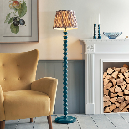 Beechwell Floor Floor light Gloss marlin blue paint & pearl grey fabric