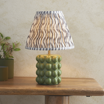 Grangeford Table Table light Olive green glaze & pearl grey fabric