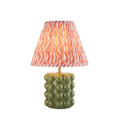 Grangeford Table Table light Olive green glaze & coral pink fabric