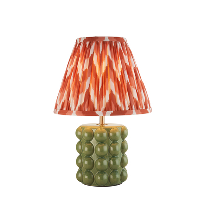 Greenford Table Table light Olive green glaze & apricot orange fabric