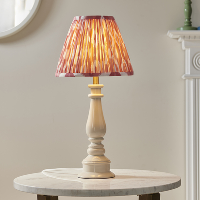 Brentmere Table Table light Almond white & coral pink fabric