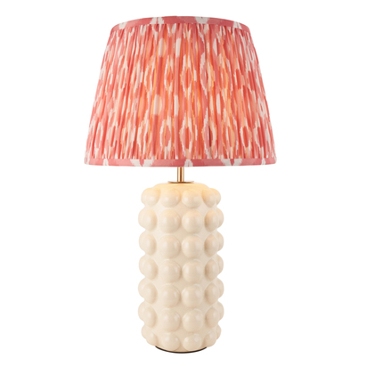 Gableton Table Table light White crackle glaze & coral pink fabric
