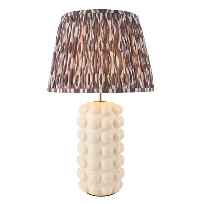Gableton Table Table light White crackle glaze & pearl grey fabric