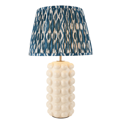 Gableton Table Table light White crackle glaze & marlin blue fabric