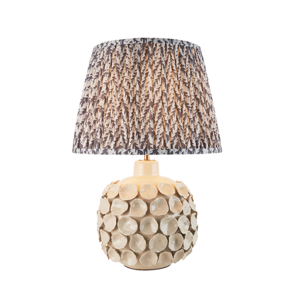 Halstead Table Table light Ivory crackle glaze & pearl grey fabric