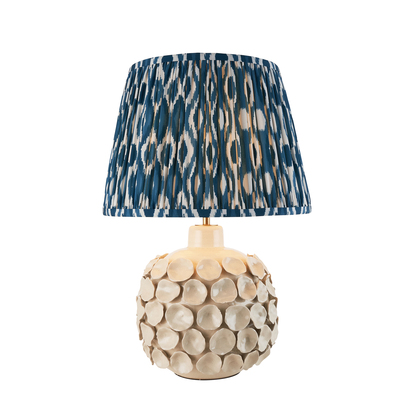 Hadley Table Table light Ivory crackle glaze & marlin blue fabric
