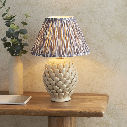 Blythehurst Table Table light Ivory crackle glaze & pearl grey fabric