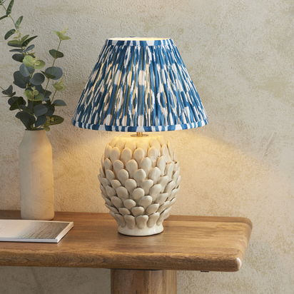 Blythehurst Table Table light Ivory crackle glaze & marlin blue fabric