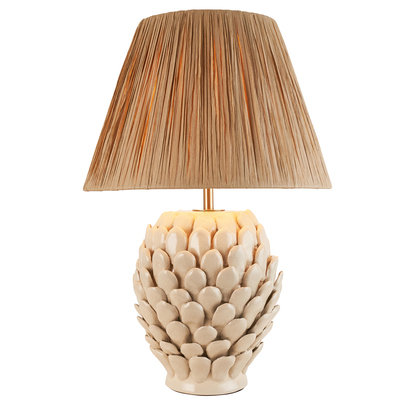 Blythecroft Table Table light Ivory crackle glaze & natural raffia