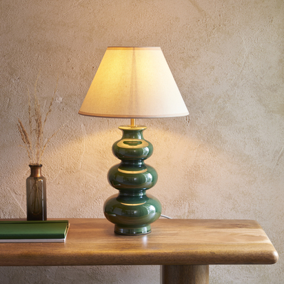 Brammont Table Table light Gloss green glaze & vintage white fabric