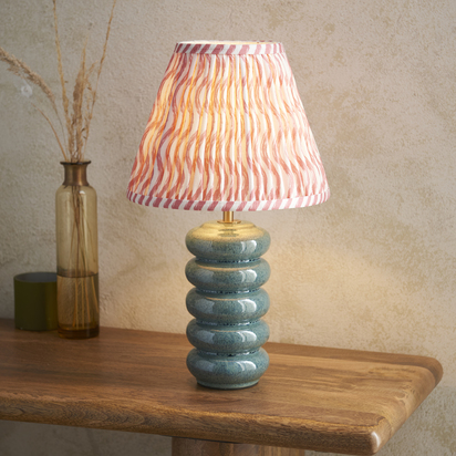 Burstead Table Table light Ocean spray glaze & coral pink fabric