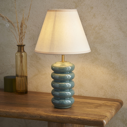 Burcombe Table Table light Ocean spray glaze & vintage white fabric