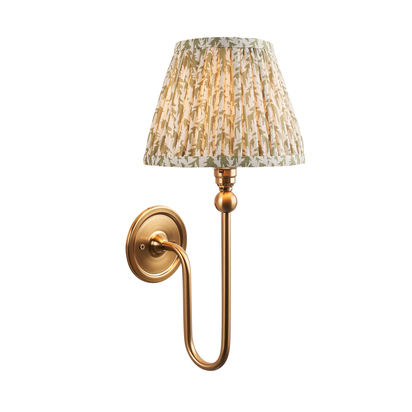 Brookworth Wall Wall light Brushed aged brass plate & herb garden green fabric