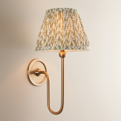 Brookworth Wall Wall light Brushed aged brass plate & herb garden green fabric