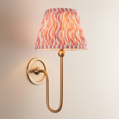 Brookheath Wall Wall light Brushed aged brass plate & coral pink fabric