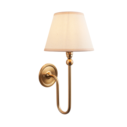 Brookcombe Wall Wall light Brushed aged brass plate & vintage white fabric