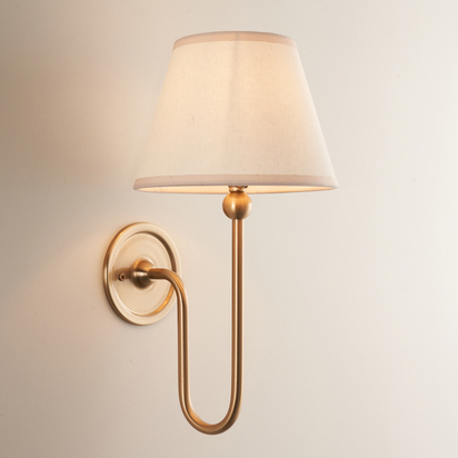 Brookcombe Wall Wall light Brushed aged brass plate & vintage white fabric
