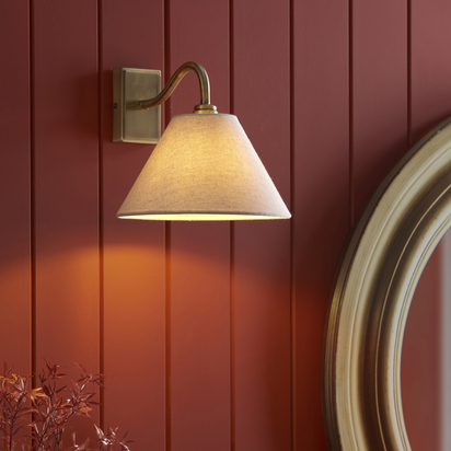 Belheath Wall Wall light Antique brass plate & natural faux linen