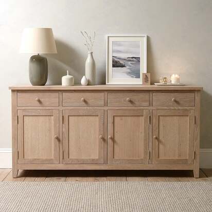 Inglesham Whitewash Oak Extra Large Sideboard - The Cotswold Company