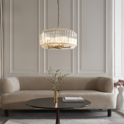 Carbridge 5lt Pendant Pendant light Brushed aged brass plate & clear glass