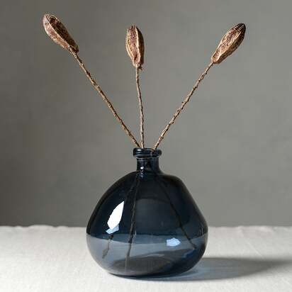 Simplicity Blown Glass Vase 23cm - Petrol Blue - Home Accessories - The Cotswold Company