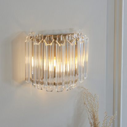 Carbridge Wall Wall light Brushed aged brass plate & clear glass