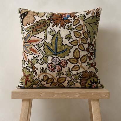 Trailing Flowers Crewel Cushion Plum 45x45cm - Home Accessories - The Cotswold Company