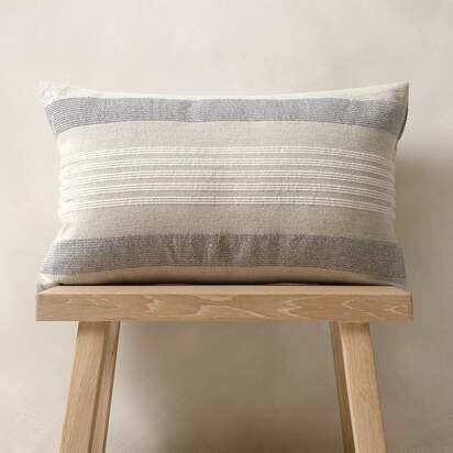 Cotton Linen Woven Stripe Cushion Navy/Natural 30x50cm - Home Accessories - The Cotswold Company