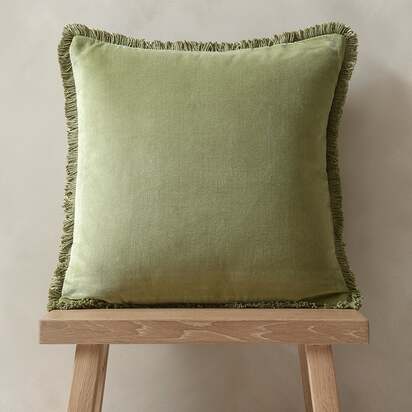 Cotton Velvet Fringed Cushion - Apple - Home Accessories - The Cotswold Company