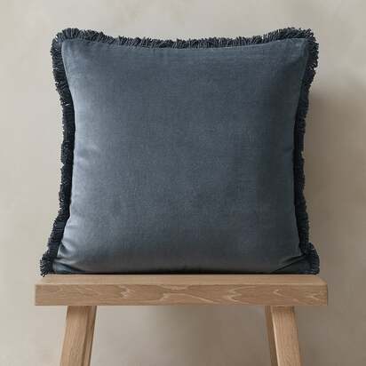 Cotton Velvet Fringed Cushion - Nocturne - Home Accessories - The Cotswold Company