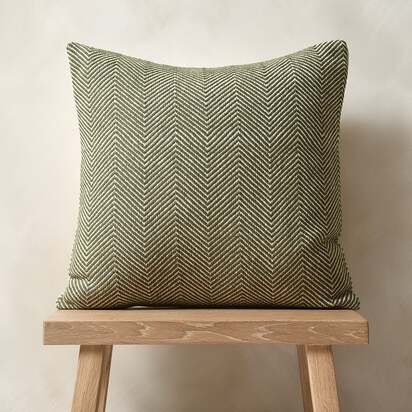Herringbone Woven Cushion Green - Home Accessories - The Cotswold Company